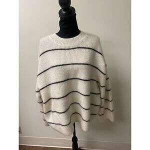 COS White Black Stripe Long Sleeve Knit Boxy Sweater Sz M
